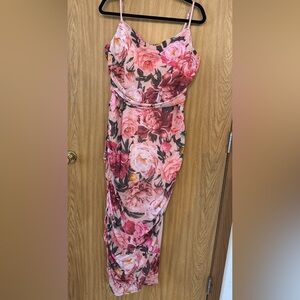 Express Pink Floral Asymmetrical Dress
